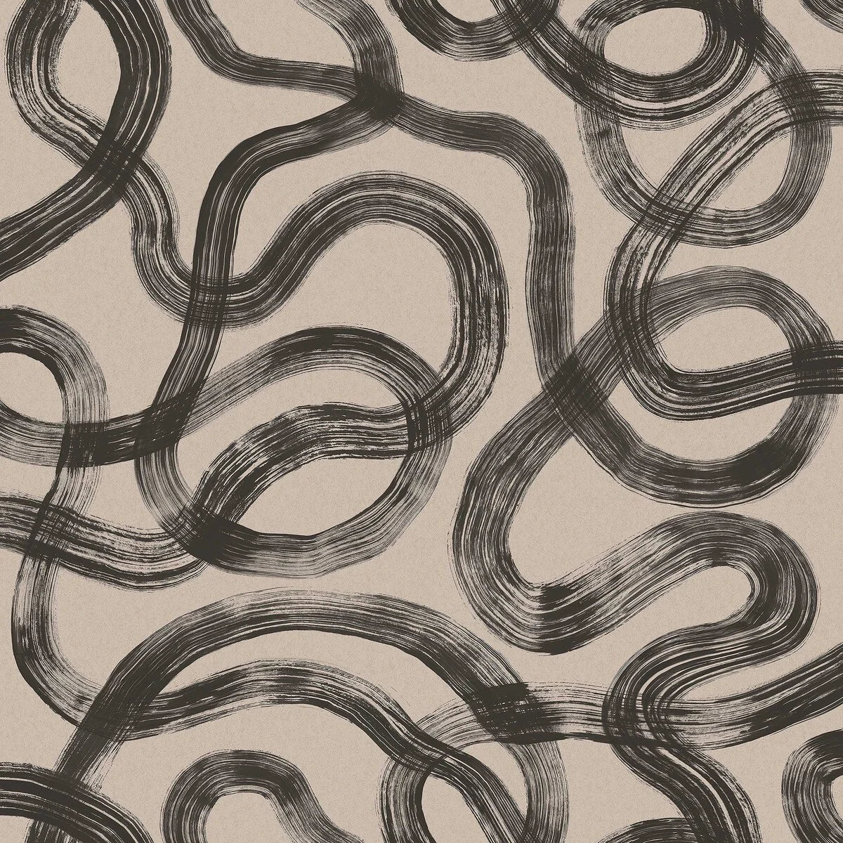 Tapeta flizelinowa papierowa z abstrakcyjnym wzorem CURVE brązowy