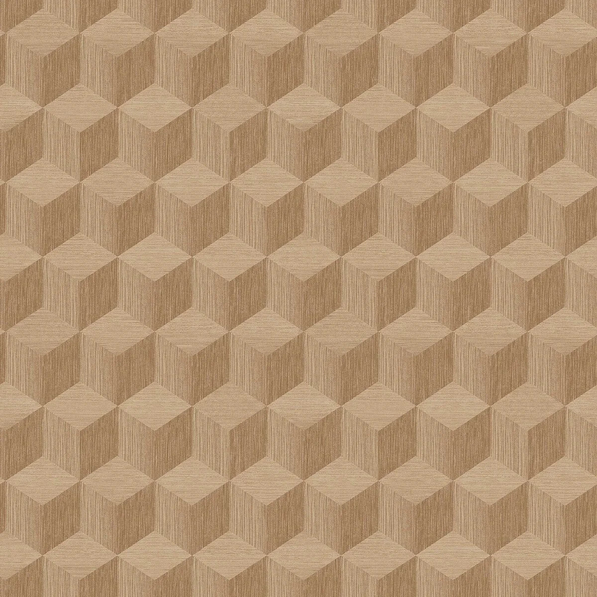 Tapeta flizelinowa papierowa z geometrycznym wzorem CUBE ciemny beżowy