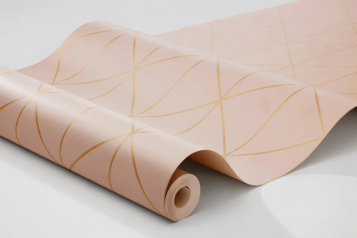 Tapeta flizelinowa papierowa z geometrycznym wzorem DIAMONDS różowy - Image 3