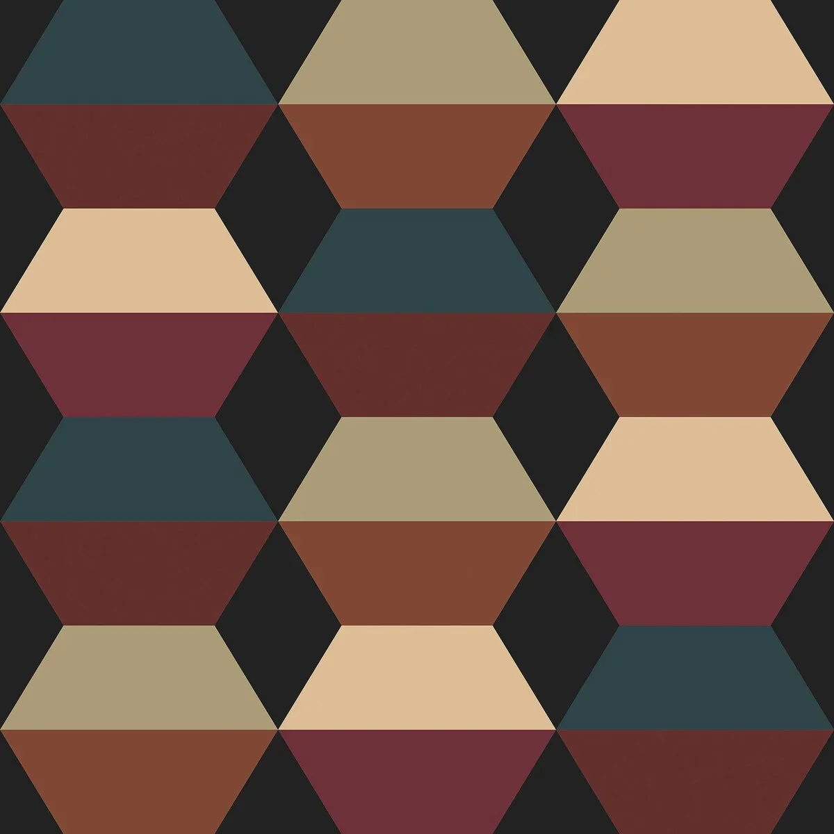 Tapeta flizelinowa papierowa z geometrycznym wzorem PRISMA ciemny wielokolorowy