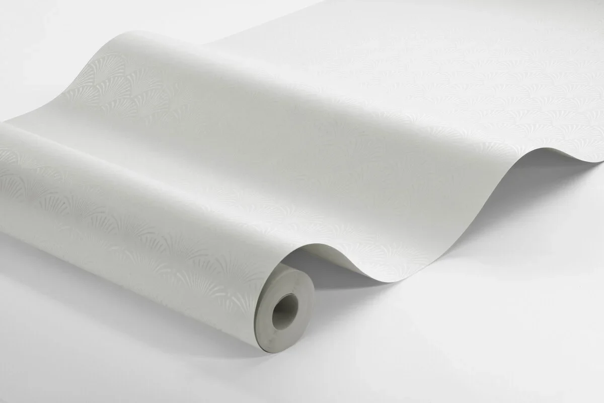 Tapeta flizelinowa papierowa z geometrycznym wzorem SAMIRA złamana biel - Image 3