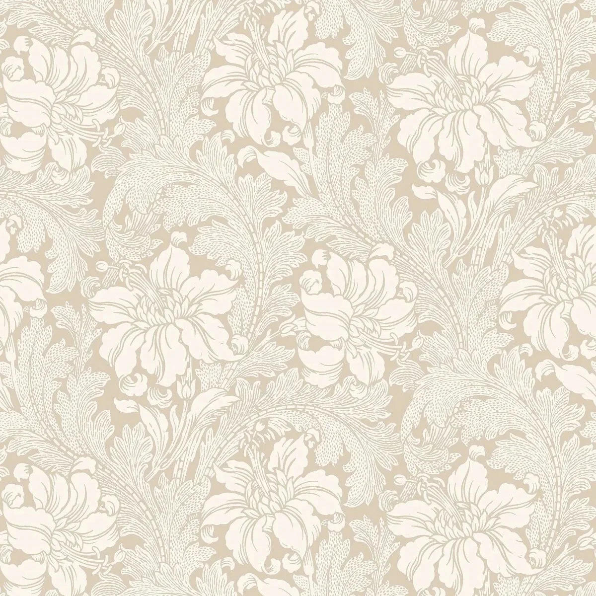 Tapeta flizelinowa papierowa z roślinnym wzorem ACANTHUS beżowy