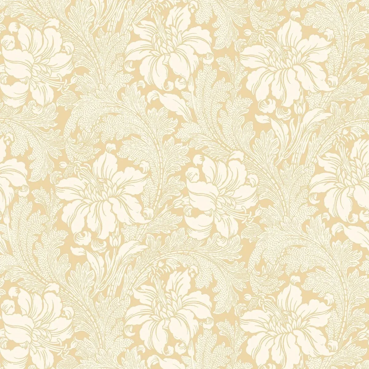 Tapeta flizelinowa papierowa z roślinnym wzorem ACANTHUS żółty