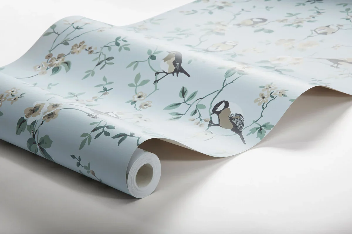 Tapeta ze zwierzęcym motywem ptaków FALSTERBO BIRDS niebieski z zielonym - Image 3