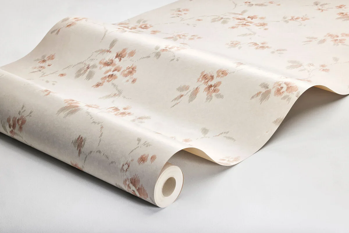 Tapeta flizelinowa papierowa z roślinnym wzorem VINTAGE ROSE beżowy z różowy - Image 4