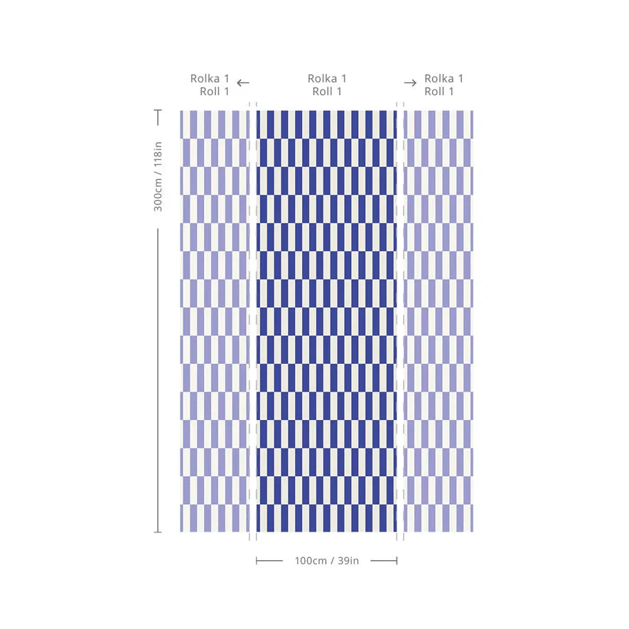 Tapeta flizelinowa z geometrycznym wzorem TETRIS STRIPE kobaltowy - Image 3
