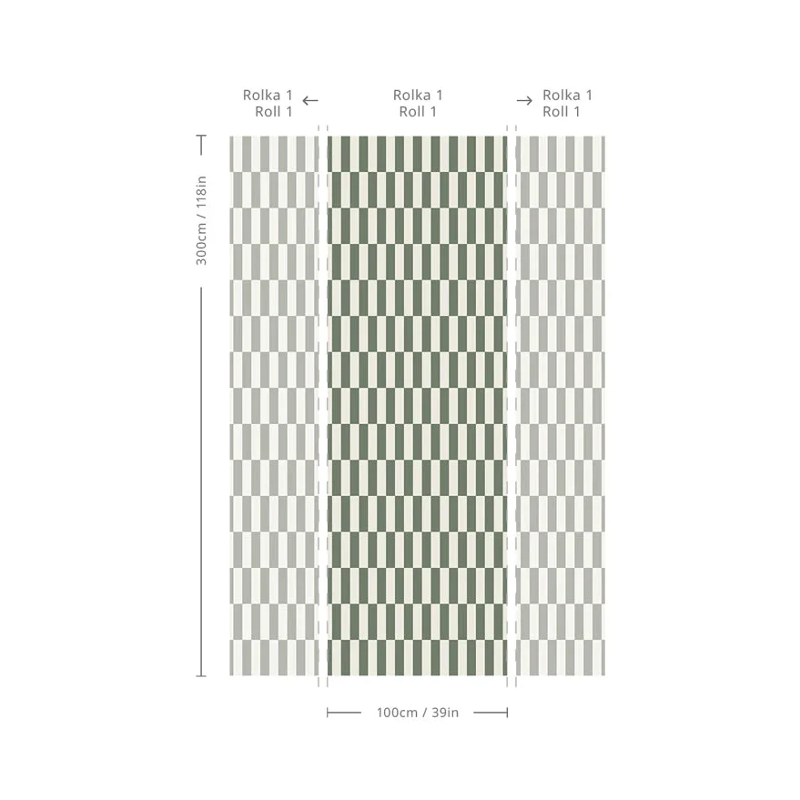 Tapeta flizelinowa z geometrycznym wzorem TETRIS STRIPE szarobeżowy - Image 2