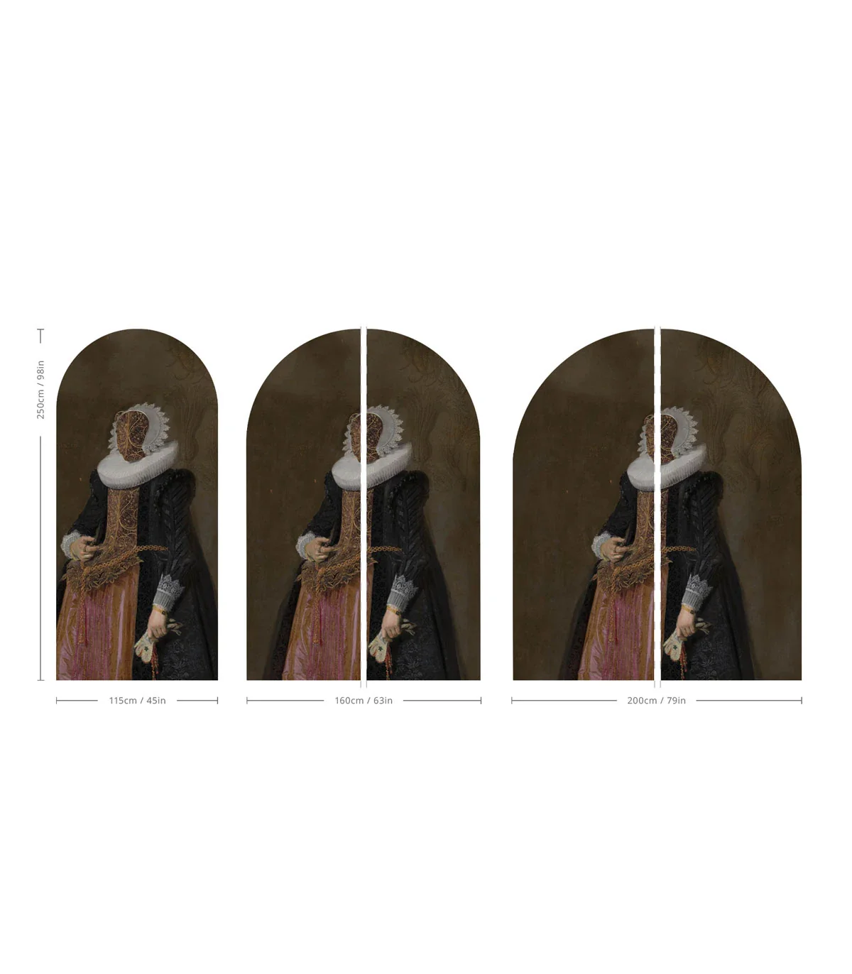 Mural w kształcie łuku z artystycznym portretem BAROQUE LADY brązowy - Image 2