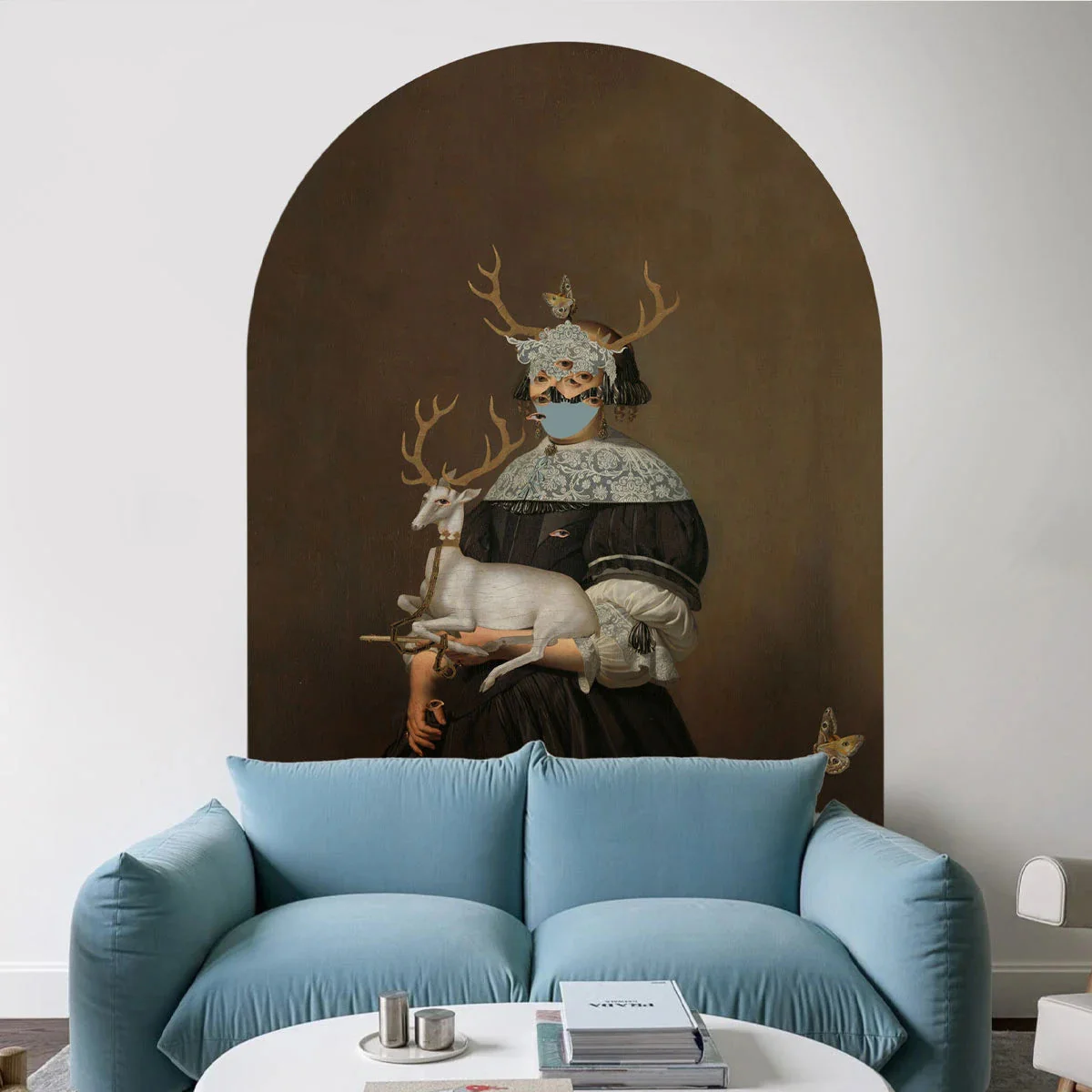 Mural flizelinowy w kształcie łuku LADY OF THE STAG brązowy