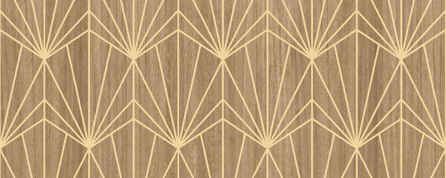 Tapeta fornirowana ze wzorem geometrycznym art deco MYTHIQUE - CHÊNE CLAIR OR beżowy dąb - Image 3