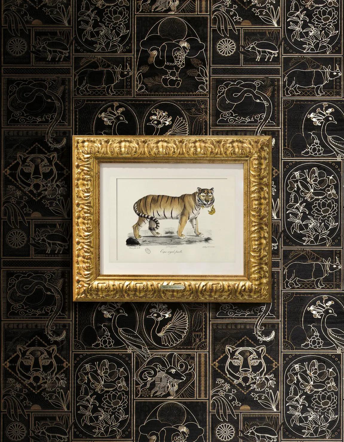 Tapeta fornirowana strukturalna z motywem zwierzęcym GOLDEN TIGER czarny ze złotym - Image 4