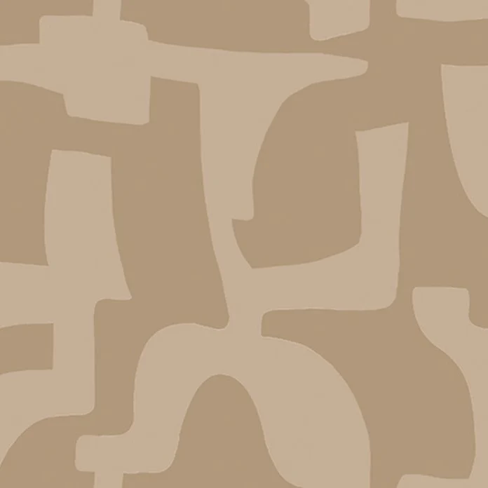 Tapeta haftowana ze wzorem geometrycznym SONATE - BEIGE MARRON GLACÉ beżowy z brązem