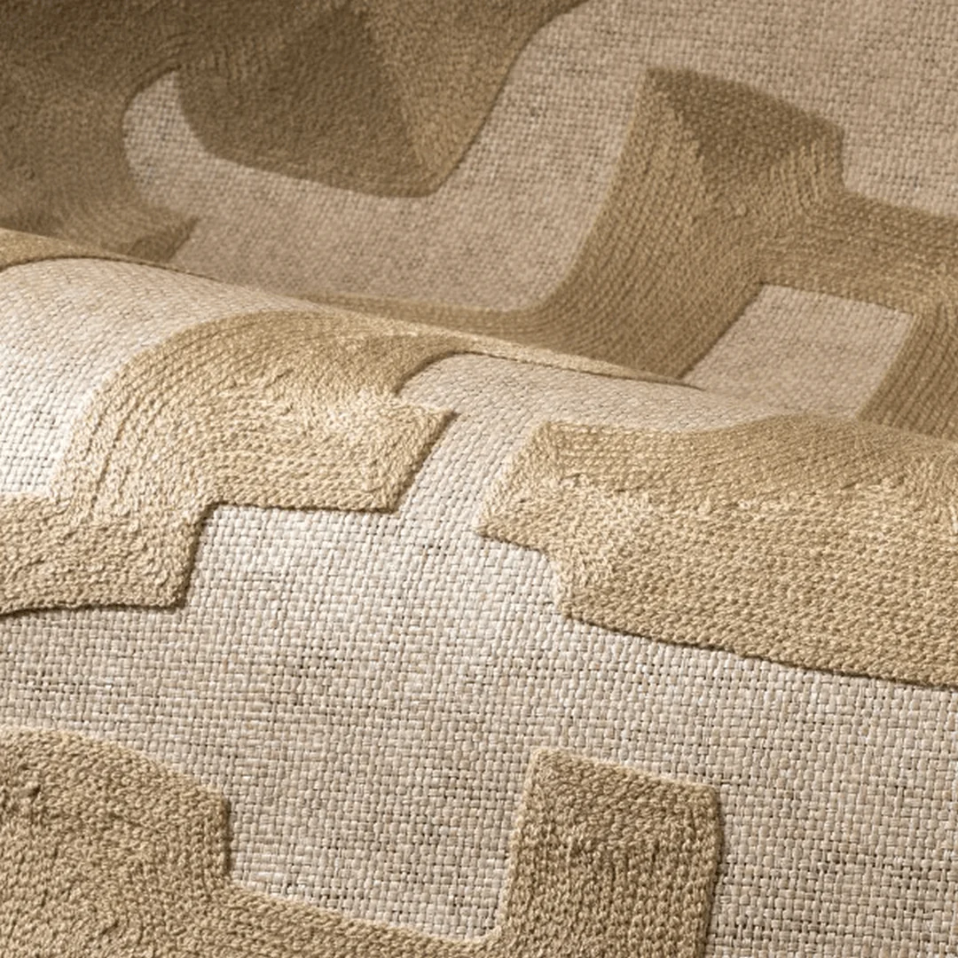 Tapeta haftowana ze wzorem geometrycznym SONATE - BEIGE MARRON GLACÉ beżowy z brązem - Image 3