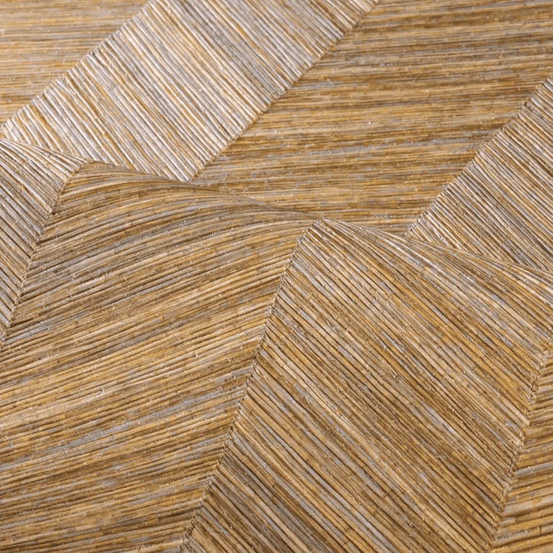 Tapeta strukturalna geometryczna imitująca drewno ze wzorem jodełki OCOTEA - OCRE miodowe - Image 3