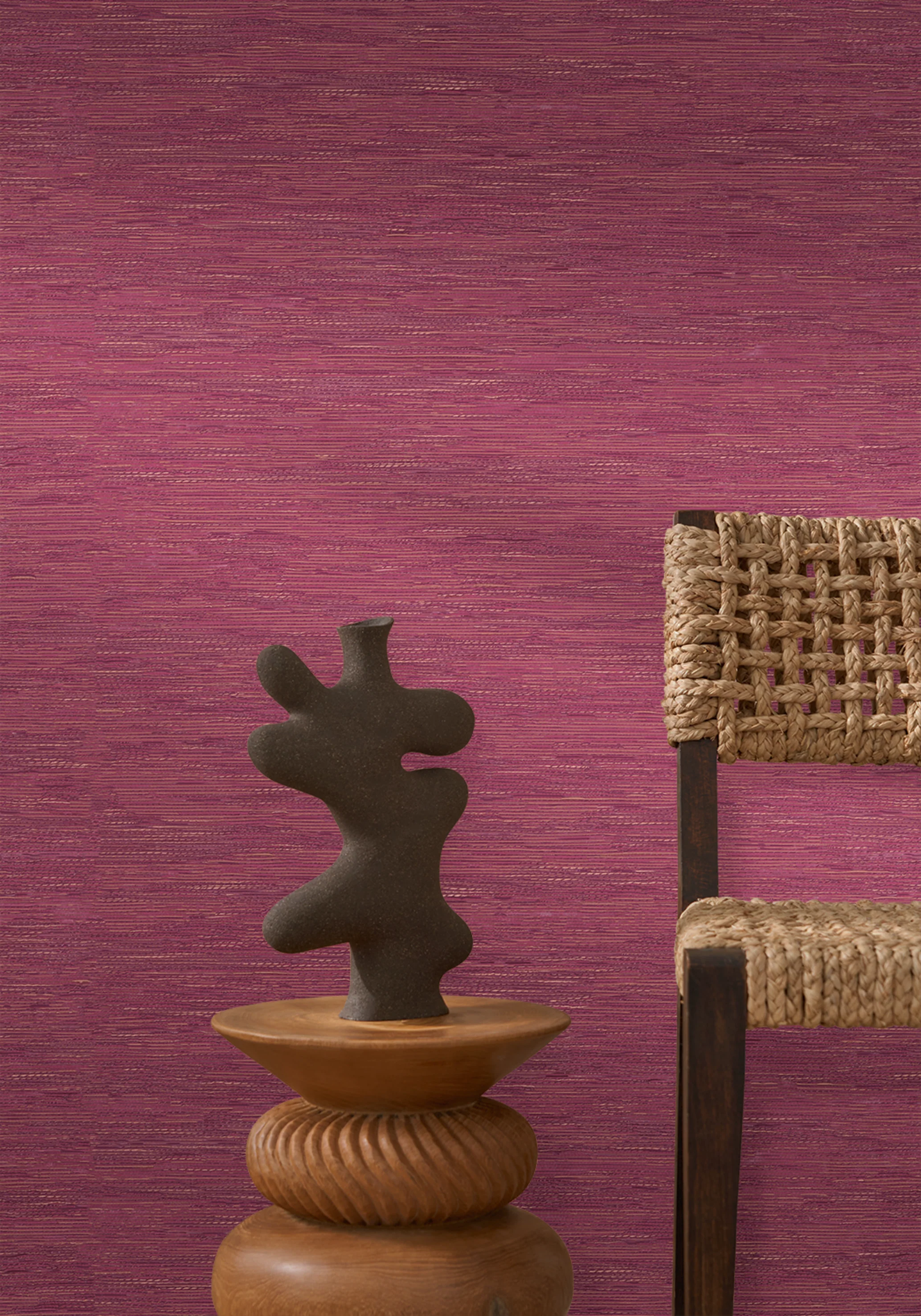 Tapeta strukturalna imitująca tkaninę żakardową TATAMI - FUCHSIA fuksja - Image 2