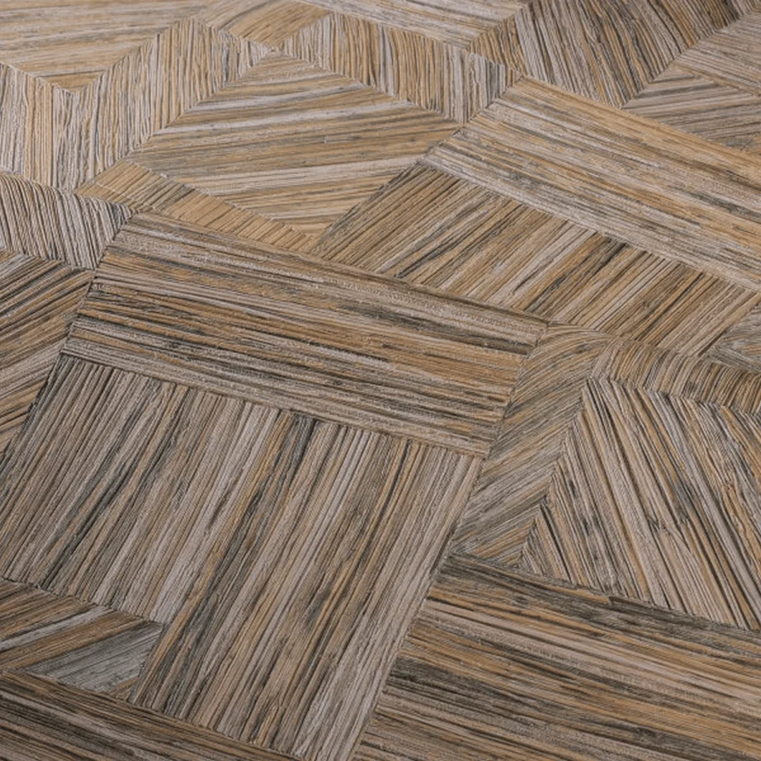 Tapeta strukturalna geometryczna imitująca słomiany patchwork IMBRICATION - SÉPIA rdzawy brąz - Image 3