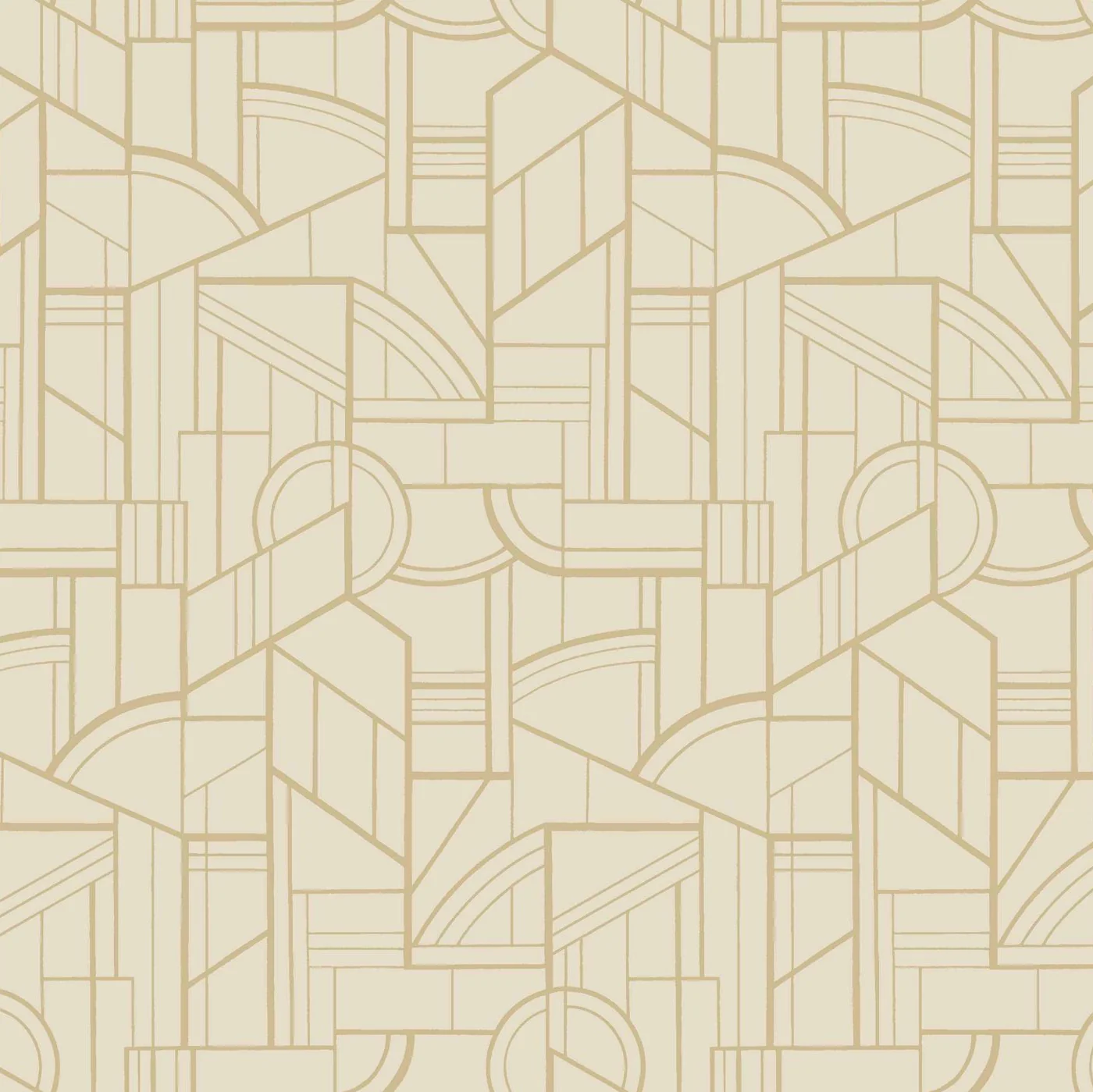 Tapeta metaliczna z geometrycznym wzorem CINÉTIQUE - SABLE/DORÉ beżowy ze złotym