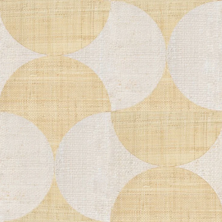 Tapeta naturalna z geometrycznym wzorem z rafii SUMBA - BLANC NATUREL biały ze złotym