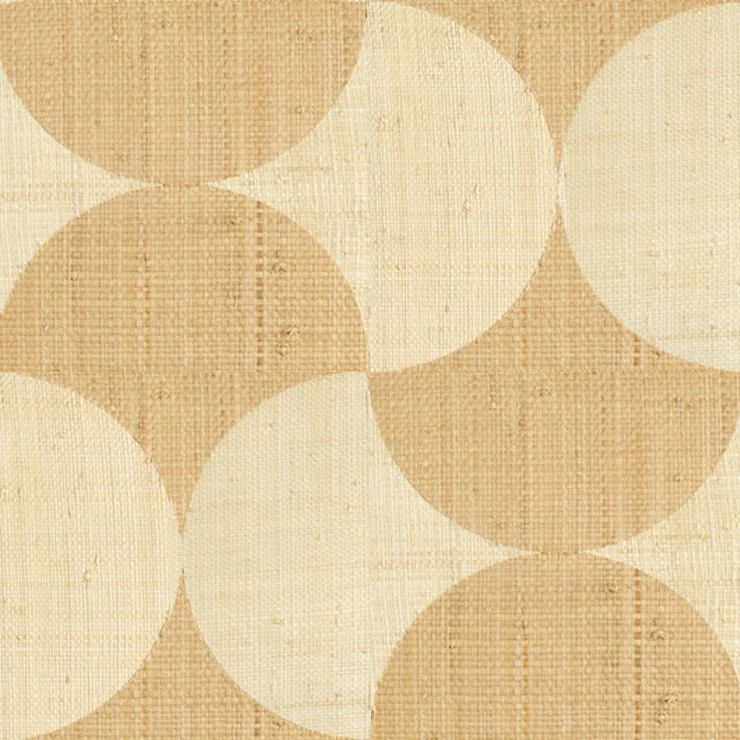 Tapeta naturalna z geometrycznym wzorem z rafii SUMBA - NATUREL brązowy z beżowym