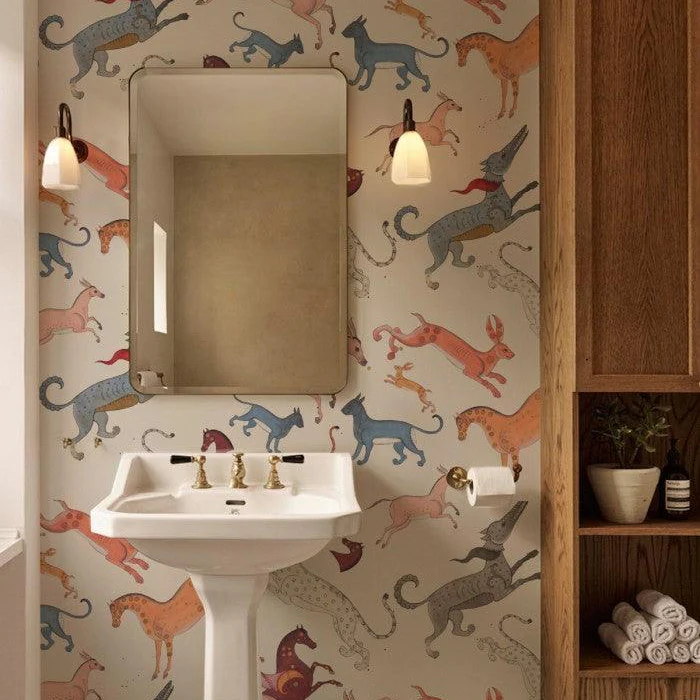 Tapeta flizelinowa z motywem zwierzęcym ORIENTAL ANIMALS beżowy