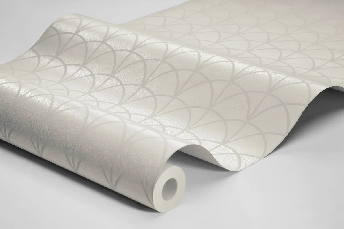 Tapeta flizelinowa papierowa z geometrycznym wzorem DECO ARCH złamana biel - Image 3