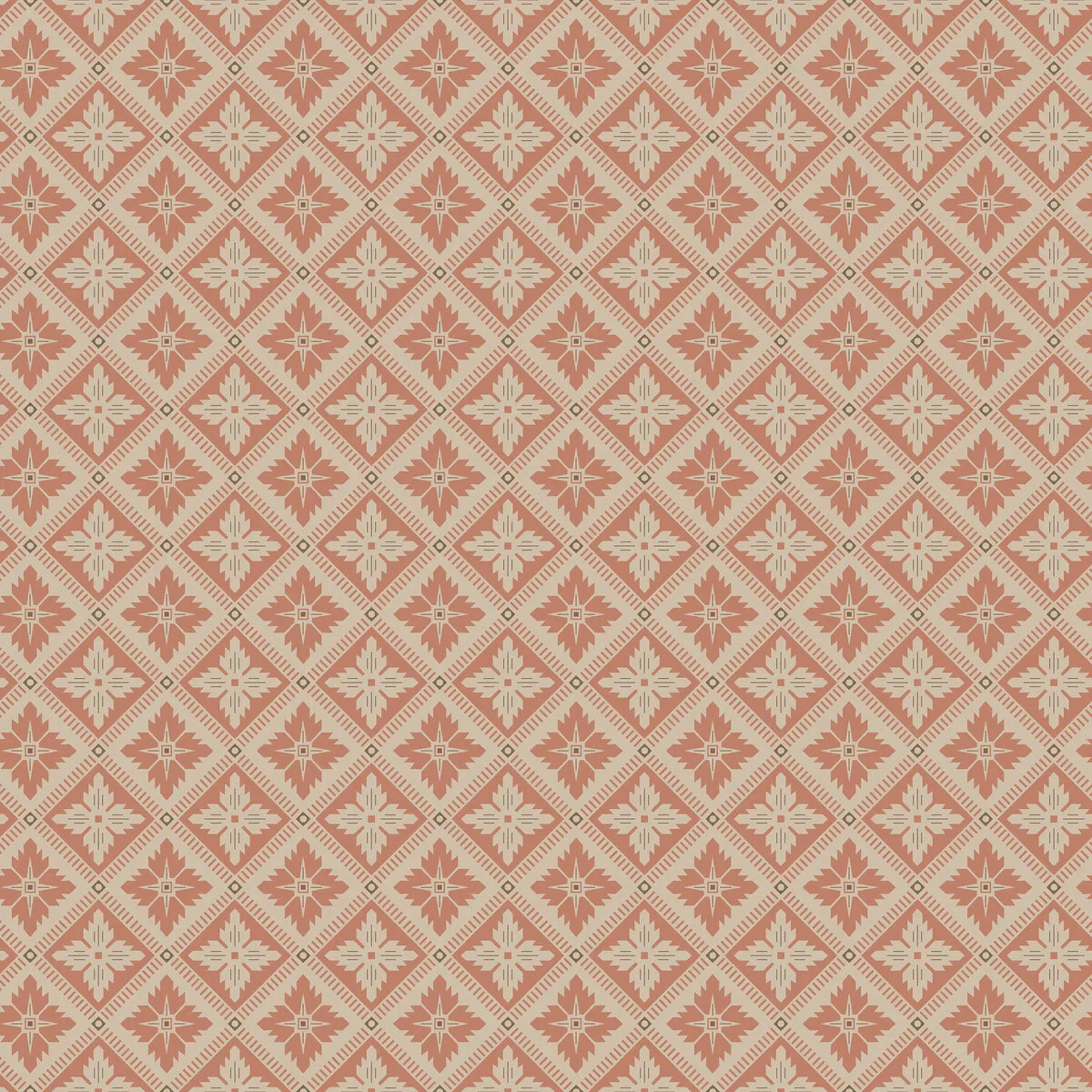 Tapeta flizelinowa papierowa z geometrycznym wzorem LOKA palona pomarańcza z beżem