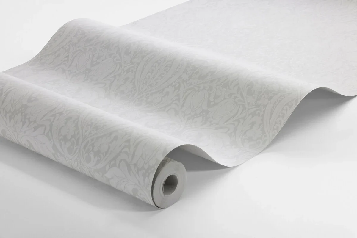 Tapeta flizelinowa papierowa z roślinnym wzorem ALBA szary z białym - Image 3