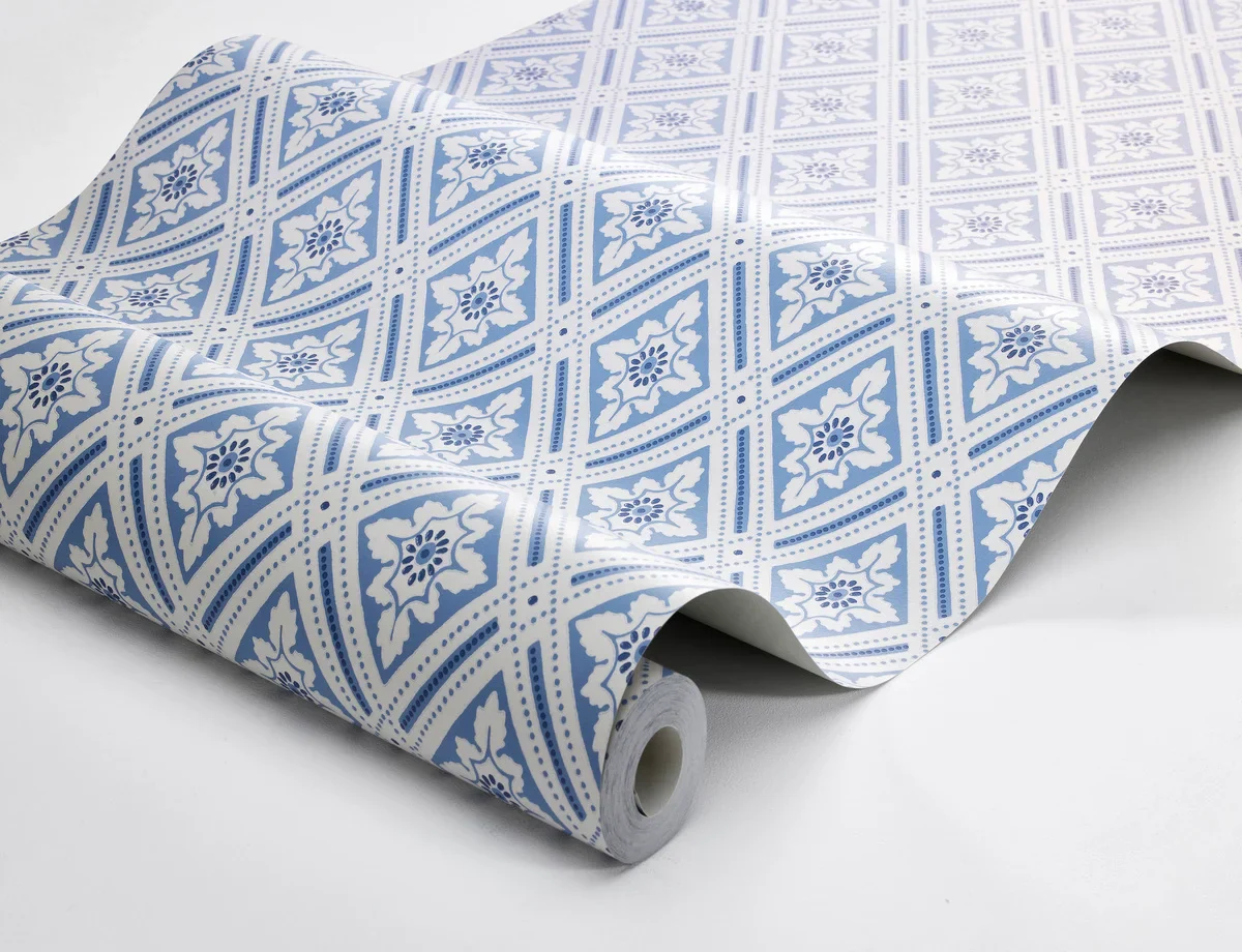 Tapeta flizelinowa papierowa z geometrycznym wzorem ESTER niebieski - Image 3