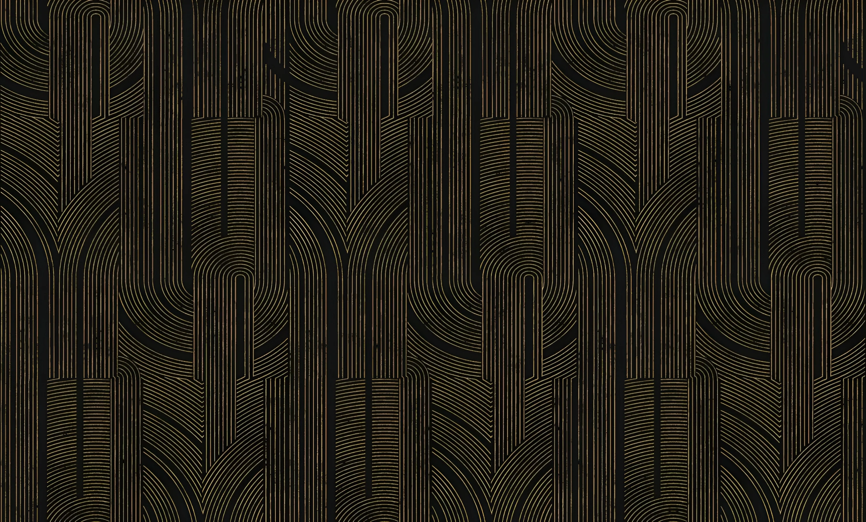 Tapeta metaliczna z geometrycznym wzorem w linie PORTE DORÉE - NOIR/DORÉ czarny ze złotym - Image 5