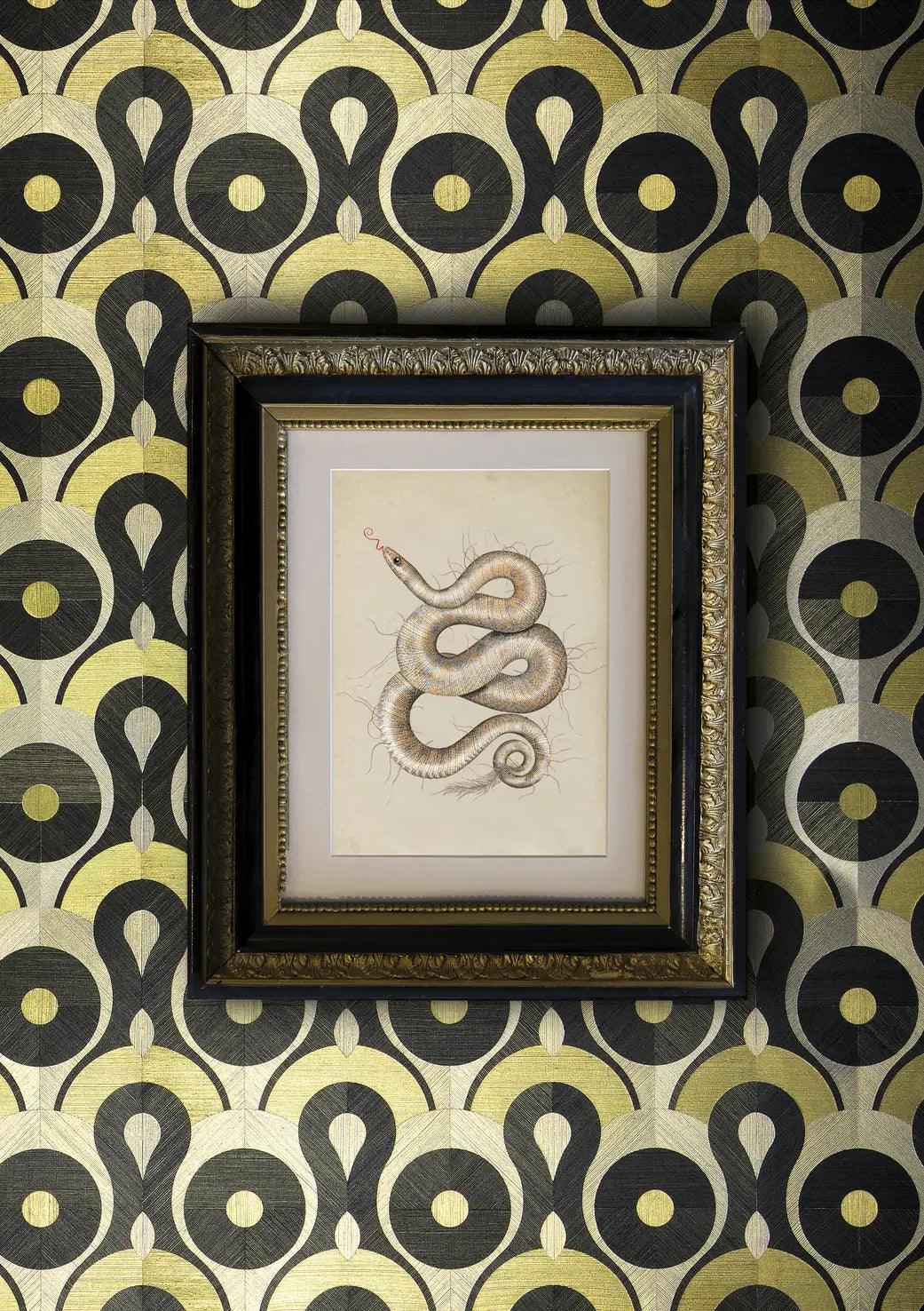 Tapeta naturalna strukturalna z geometrycznym wzorem QUEEN COBRA czarny z żółtym - Image 3
