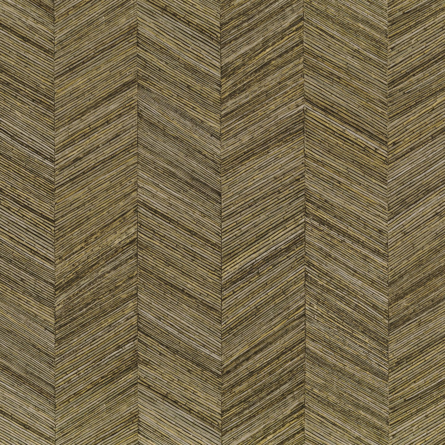 Tapeta strukturalna geometryczna imitująca drewno ze wzorem jodełki OCOTEA - KAKI khaki