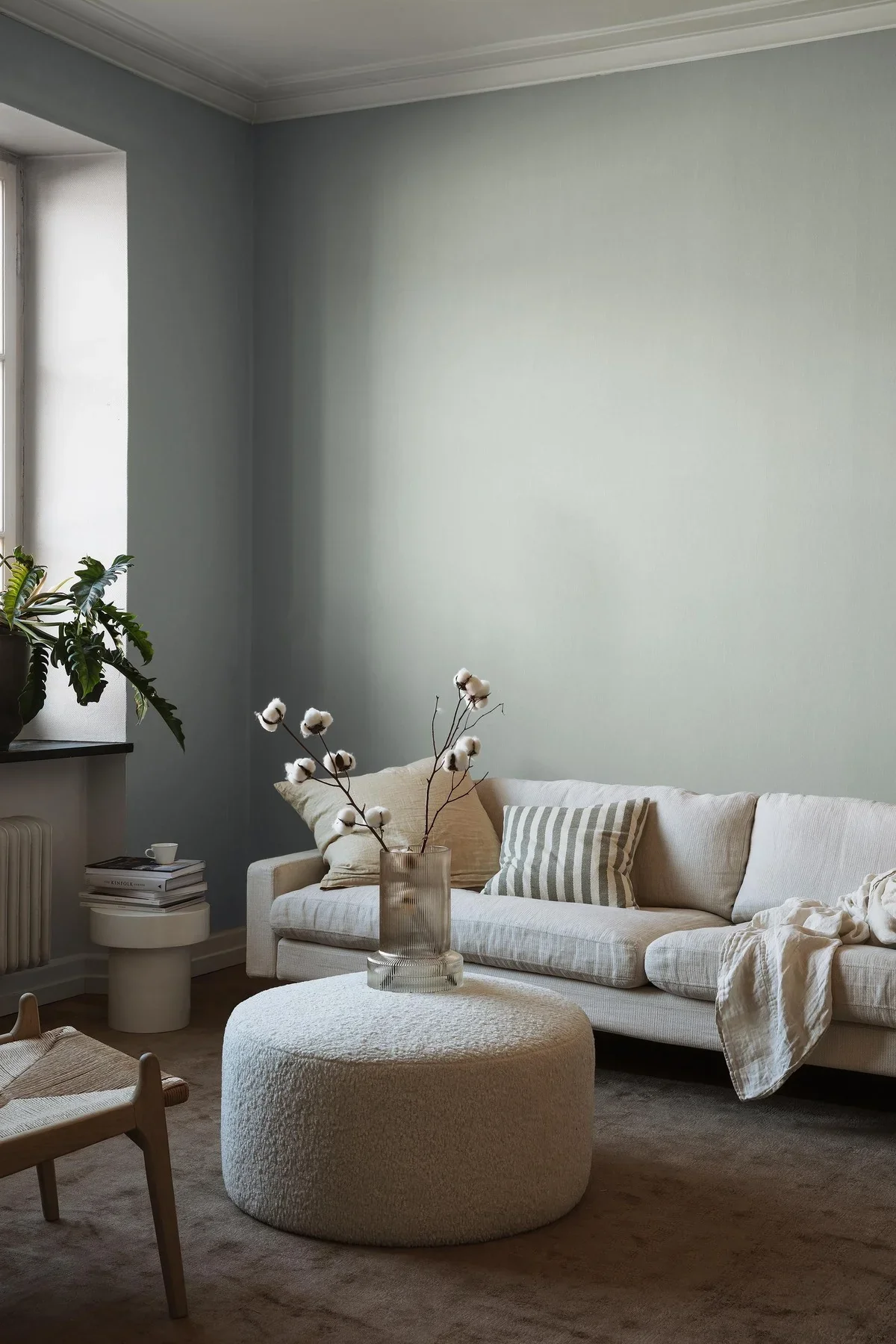 Tapeta strukturalna imitująca len LINEN - SOFT JADE szaro-zielony - Image 5