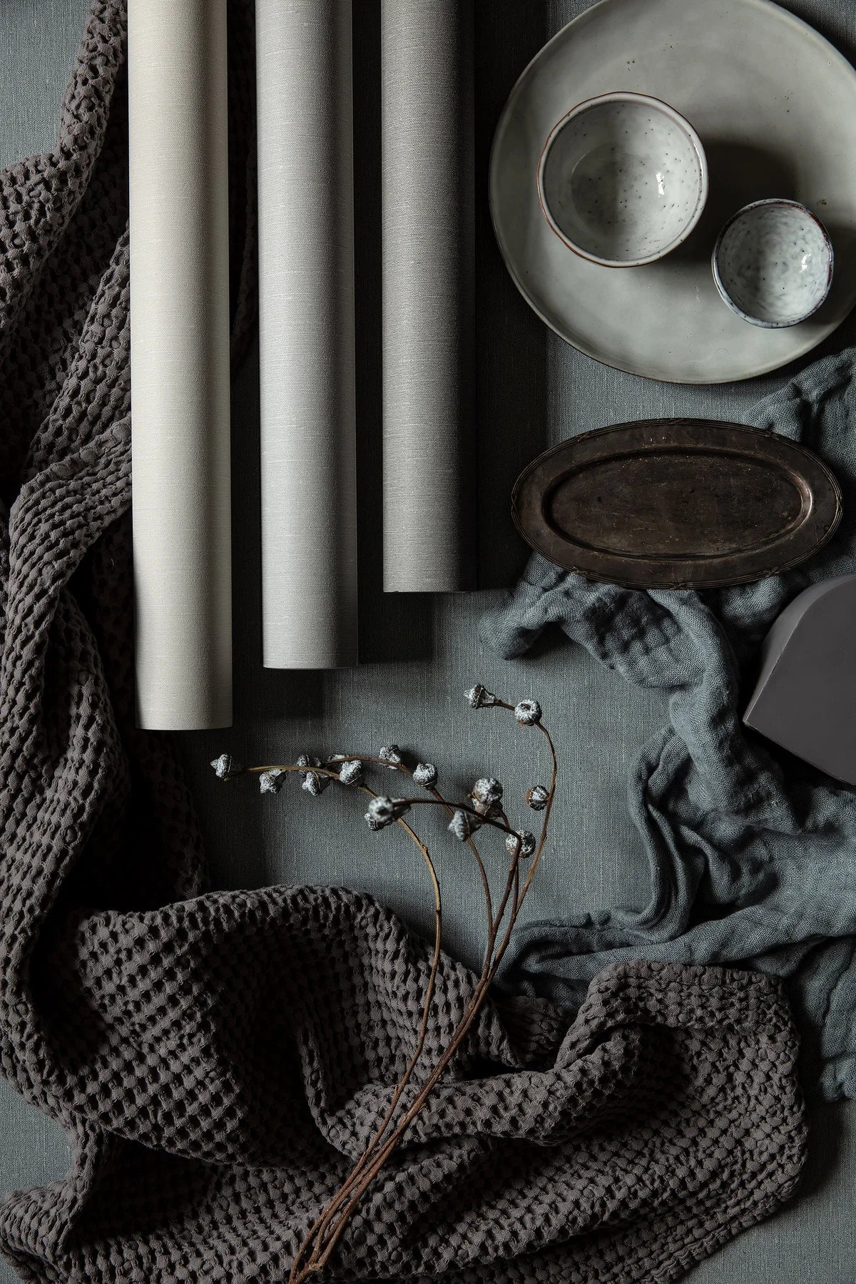 Tapeta strukturalna imitująca len LINEN - SWEDISH GREY szary - Image 7