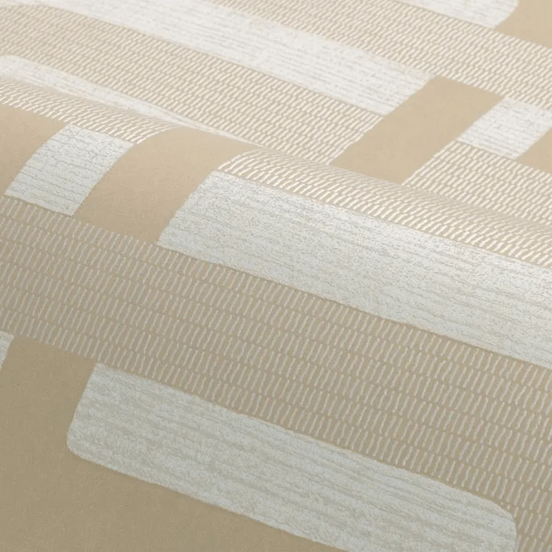 Tapeta strukturalna z geometrycznym wzorem MATJARA - SABLE/NACRÉ jasnobeżowy - Image 3
