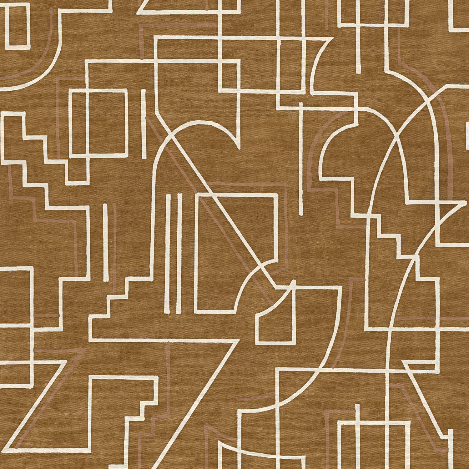 Tapeta strukturalna z motywem geometrycznym ALEXANDER - CAMEL brązowy