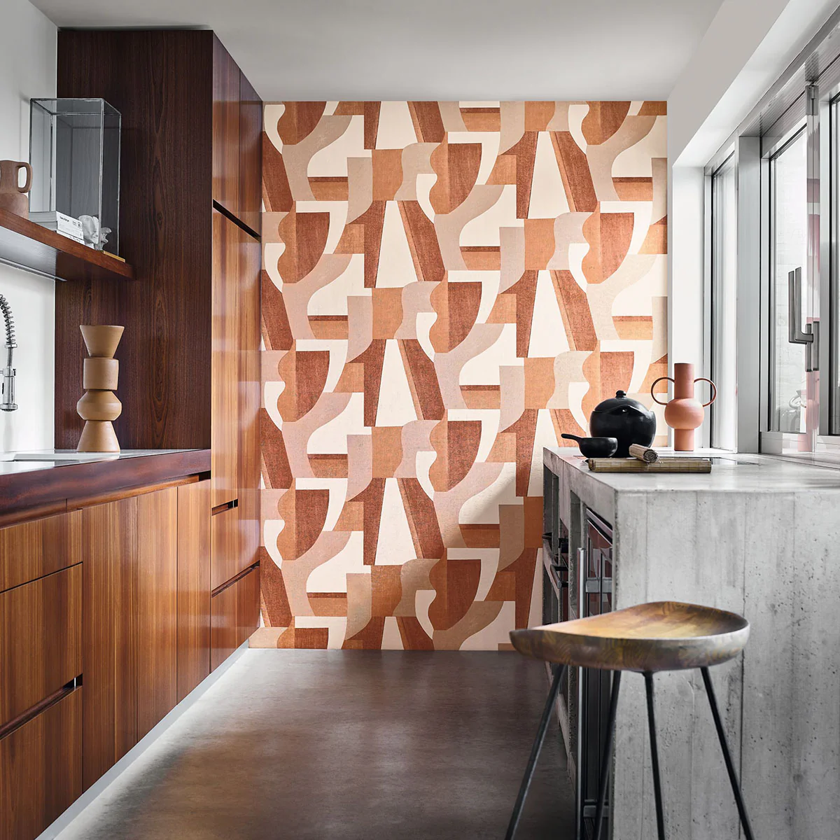 Tapeta strukturalna z motywem geometrycznym GINO - COGNAC koniakowy - Image 3