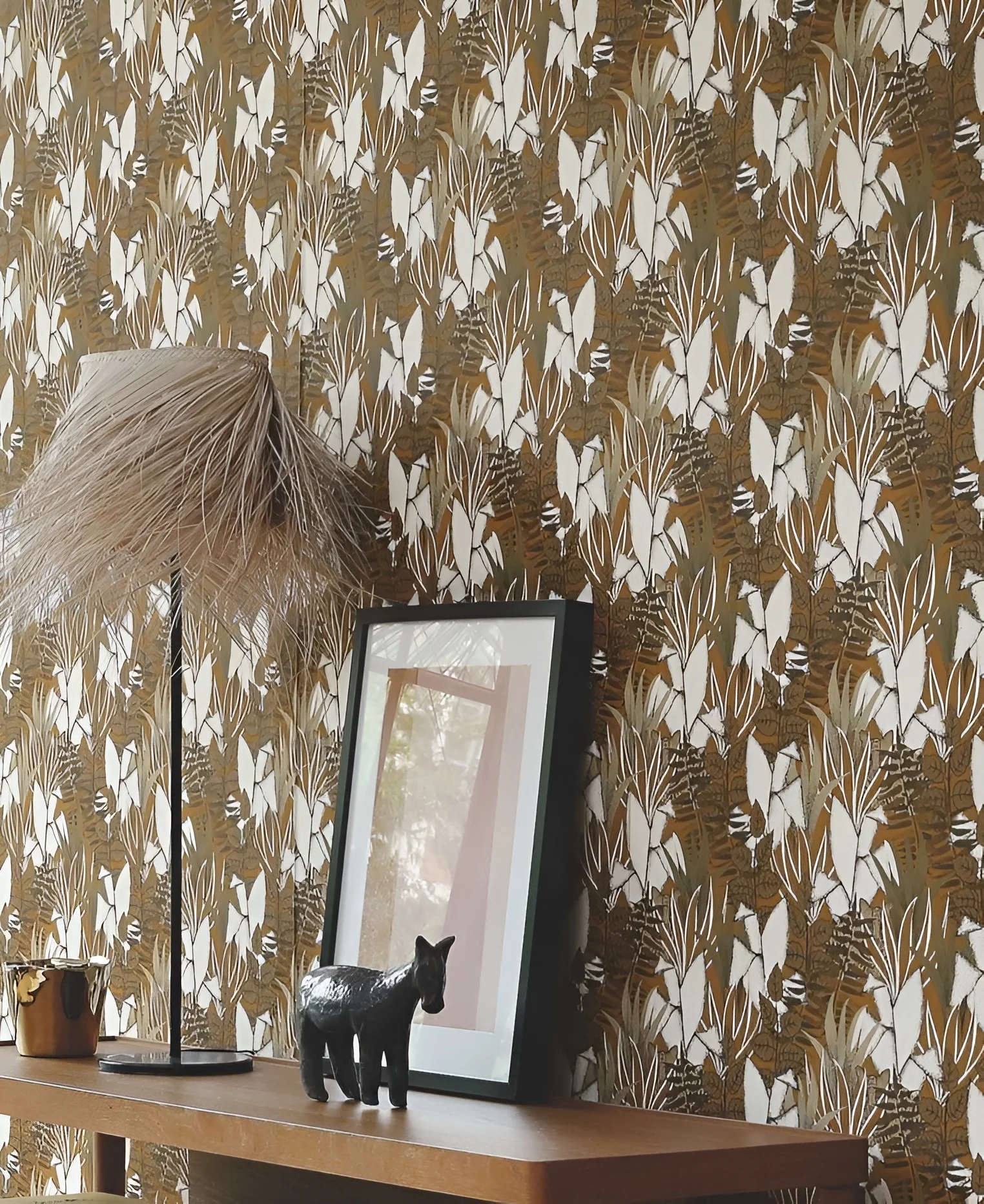 Tapeta strukturalna z motywem roślinnym dżungli TIGRIS - KAKI khaki - Image 3