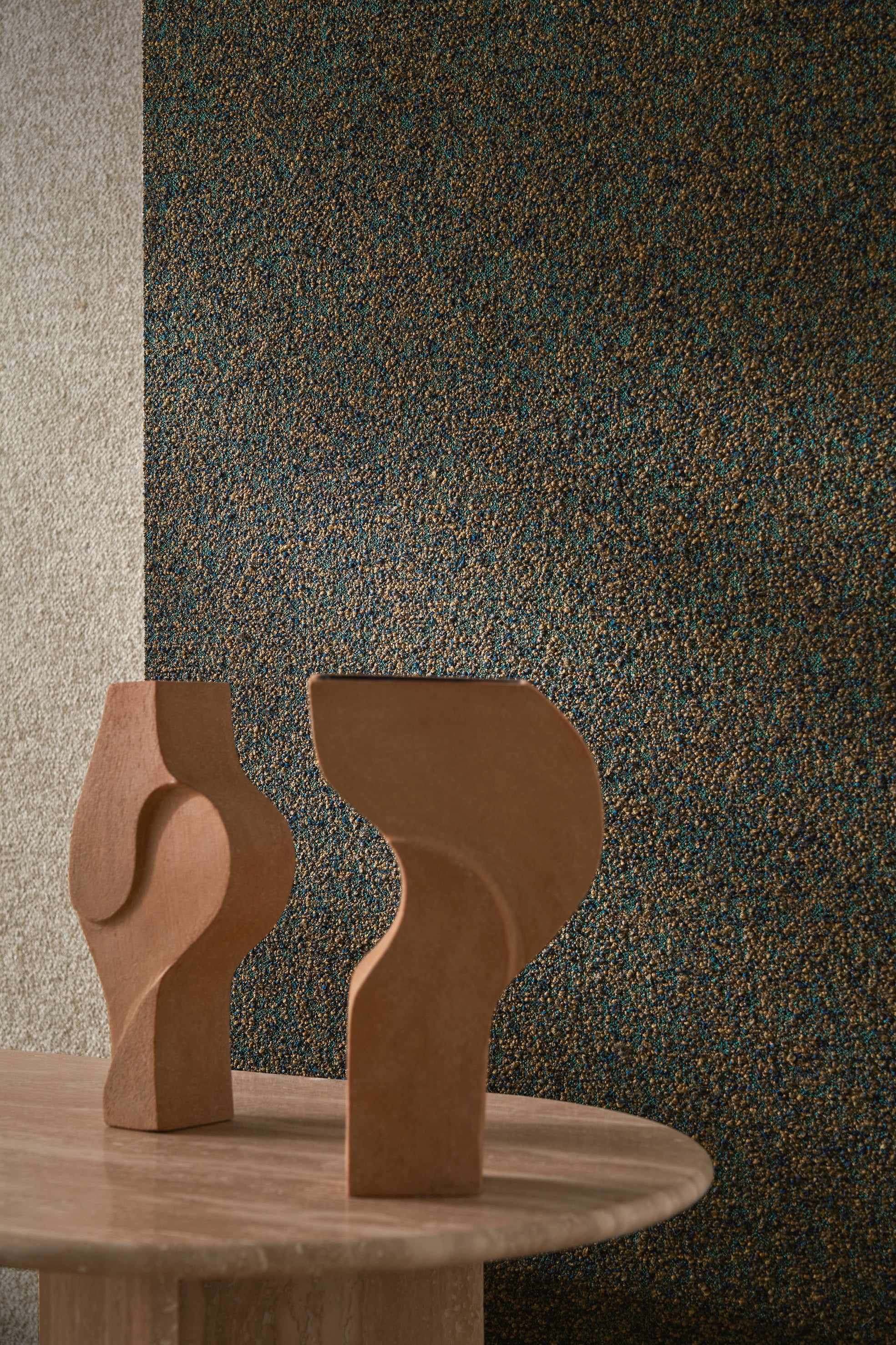 Tapeta tekstylna strukturalna boucle ETREINTE - CAMEL pomarańczowy - Image 3