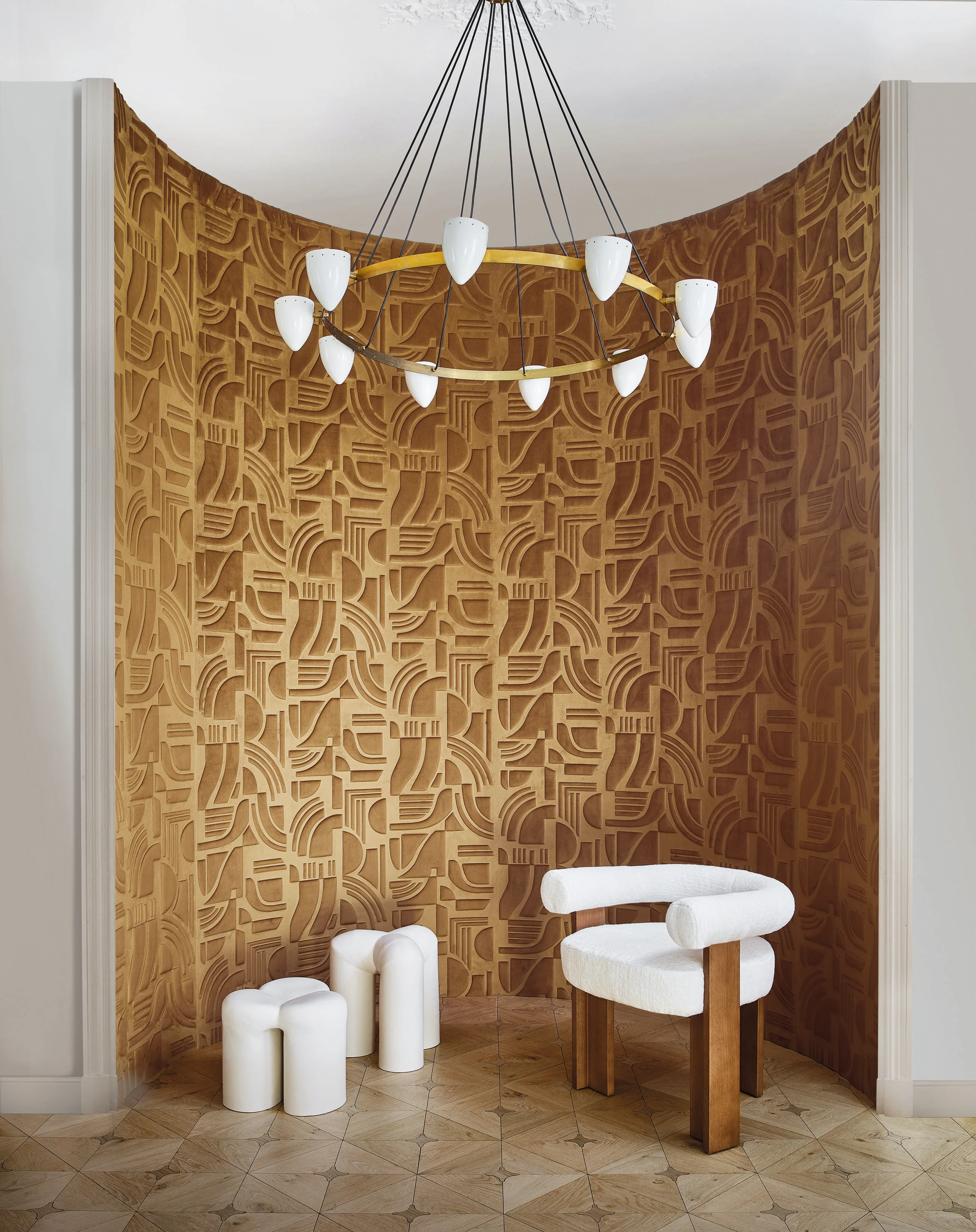Tapeta tekstylna strukturalna z geometrycznym wzorem ARCANE - BEIGE beżowy - Image 3
