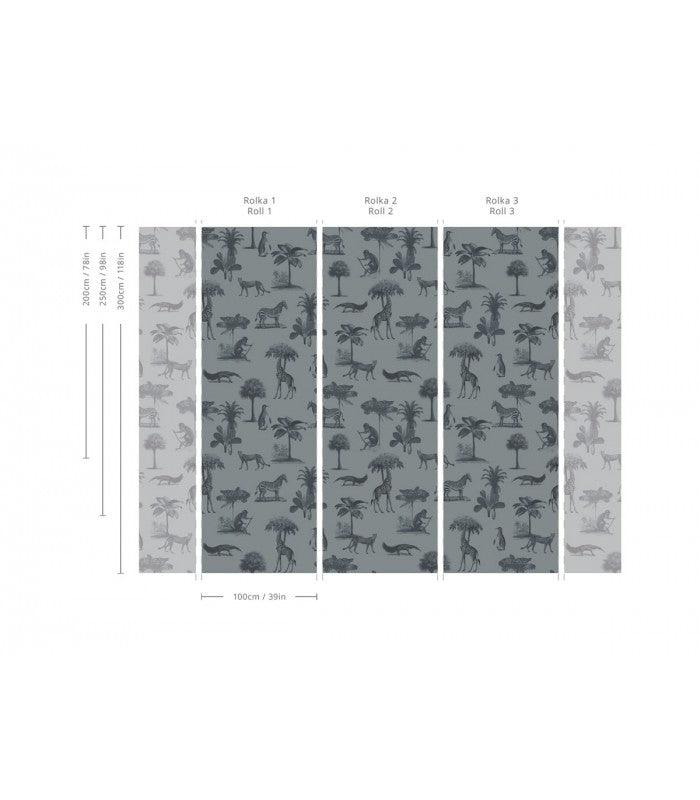 Tapeta flizelinowa z motywem zwierzęcym VINTAGE ANIMALS ciemny miętowy - Image 2