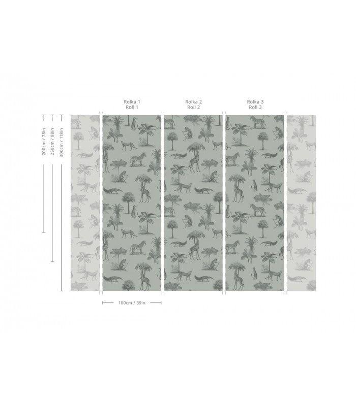 Tapeta flizelinowa z motywem zwierzęcym VINTAGE ANIMALS jasny miętowy - Image 3