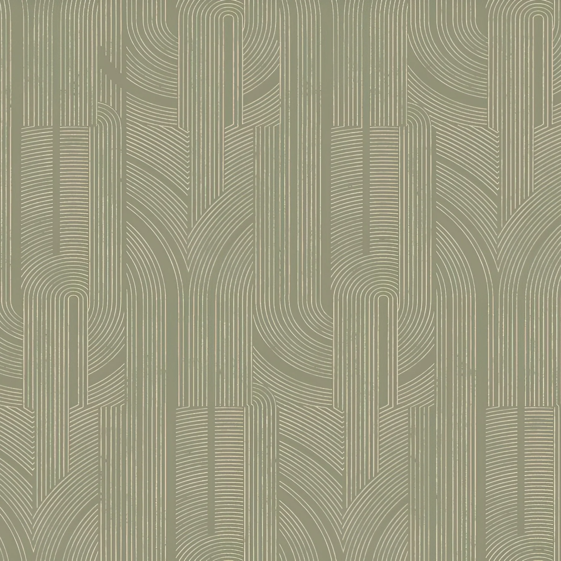 Tapeta metaliczna z geometrycznym wzorem w linie PORTE DORÉE - KAKI CLAIR/NACRÉ khaki z perłowym