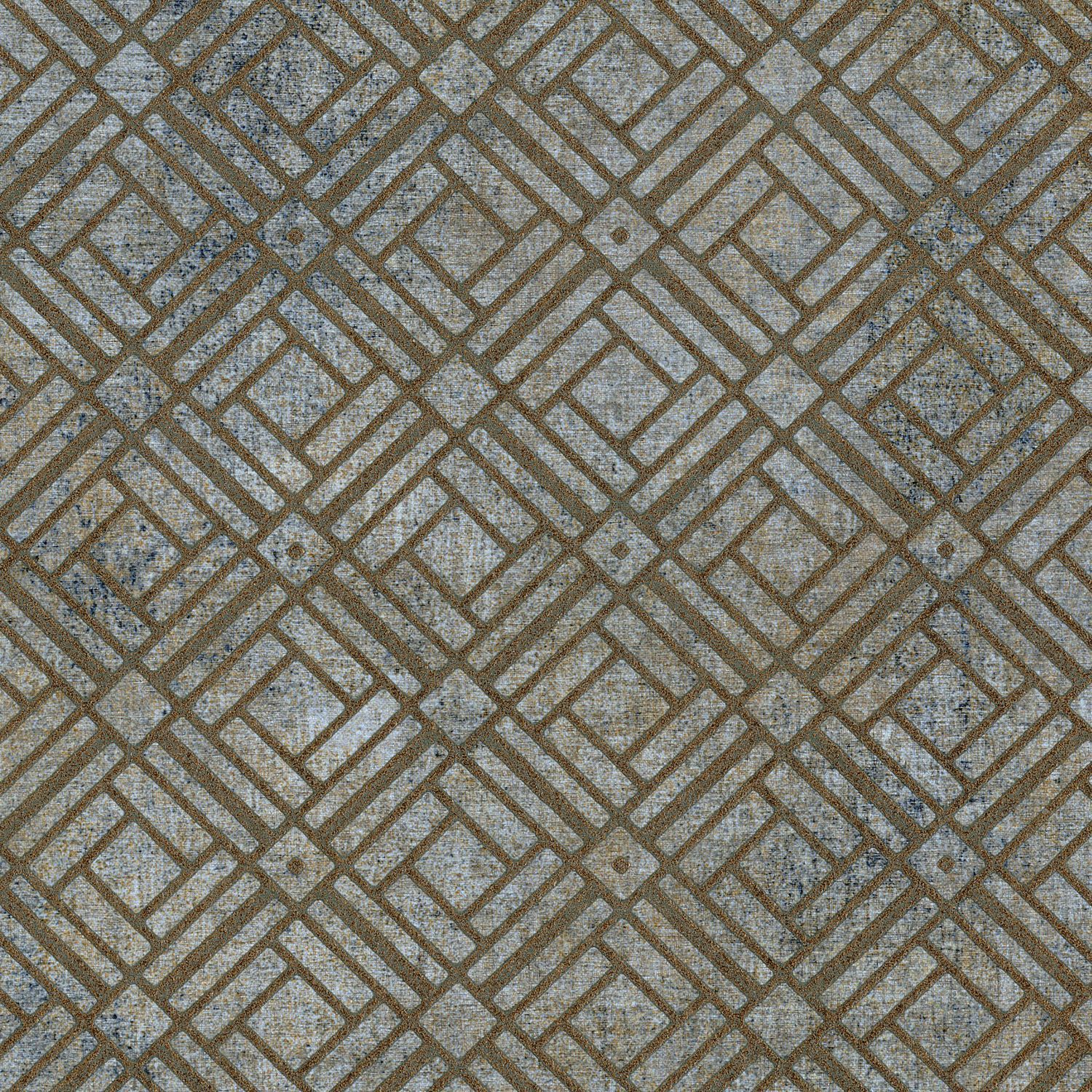 Tapeta metaliczna z geometrycznym wzorem KHEOPS - VERT D'EAU zielony z błękitnym