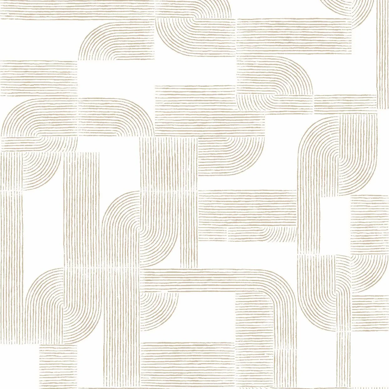 Tapeta z geometrycznym wzorem HECTOR - BLANC/DORE biały ze złotym