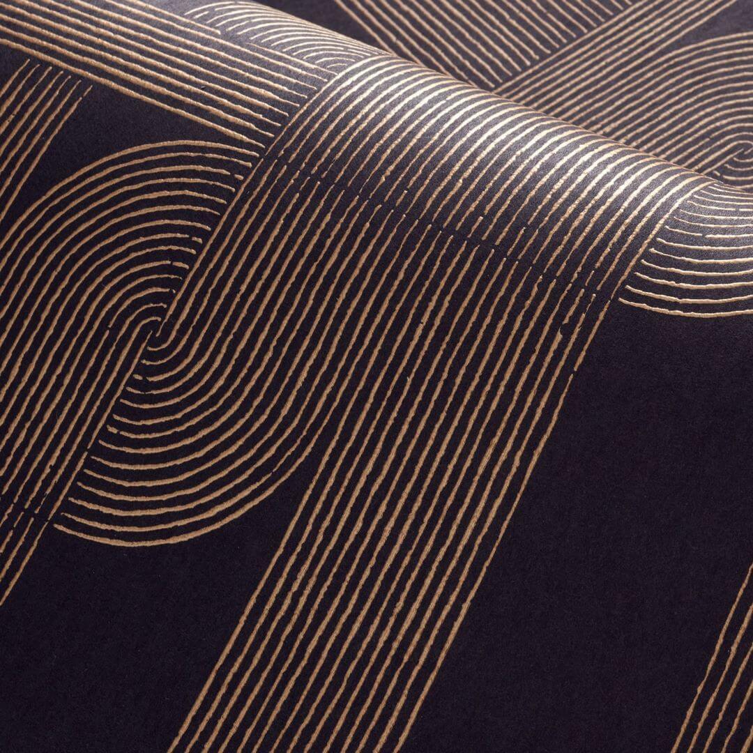 Tapeta z geometrycznym wzorem HECTOR - NOIR/DORE czarny ze złotym - Image 3