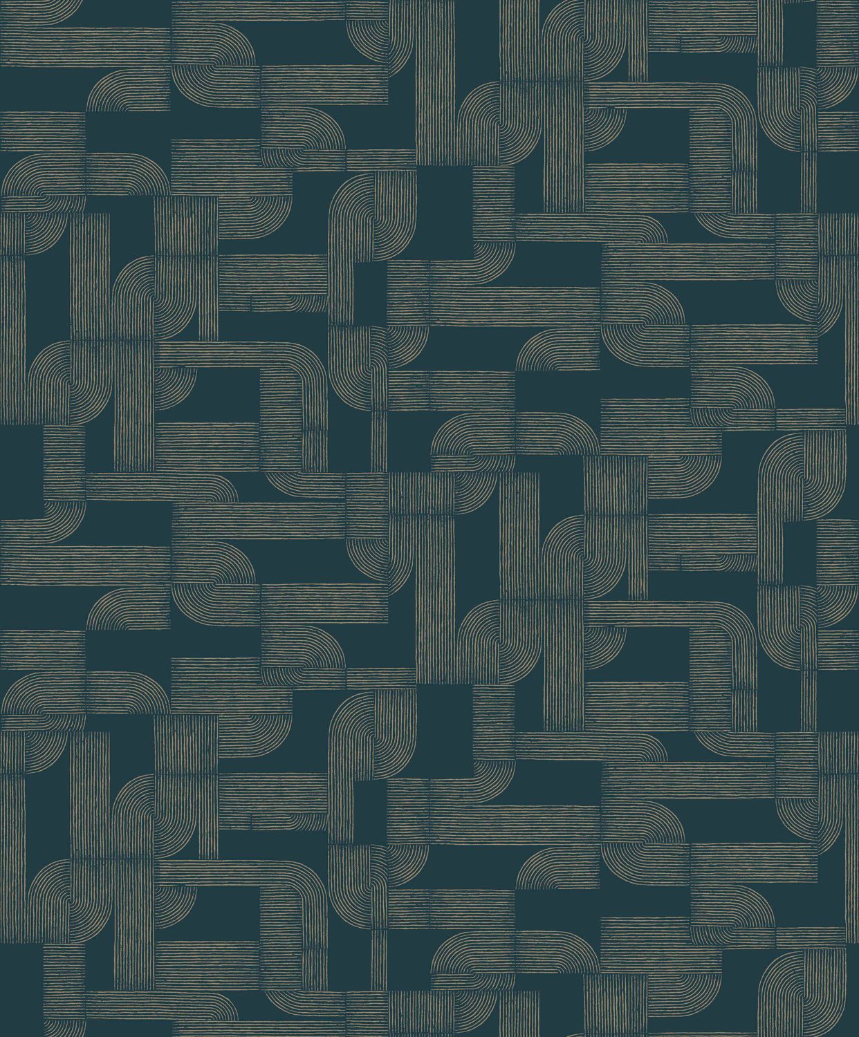 Tapeta z geometrycznym wzorem HECTOR - PETROLE/DORE granatowy ze złotym - Image 3