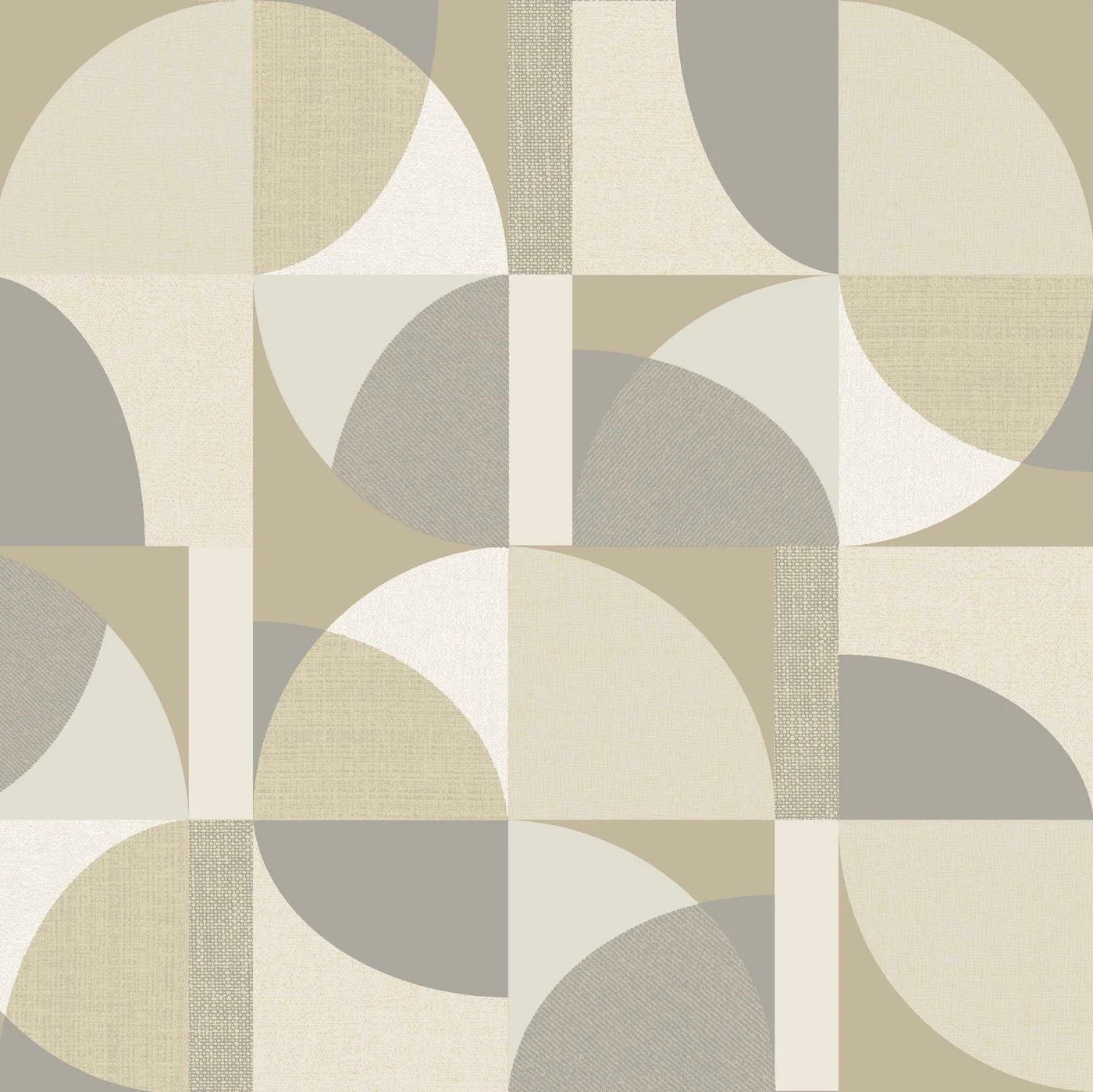 Tapeta z geometrycznym wzorem BARILLET - BLANC/LATTE biały z kawowym beżem