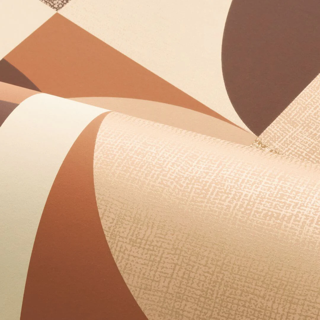 Tapeta z geometrycznym wzorem BARILLET - TERRACOTTA/PEAU DE PÊCHE terakota z brzoskwinią - Image 3
