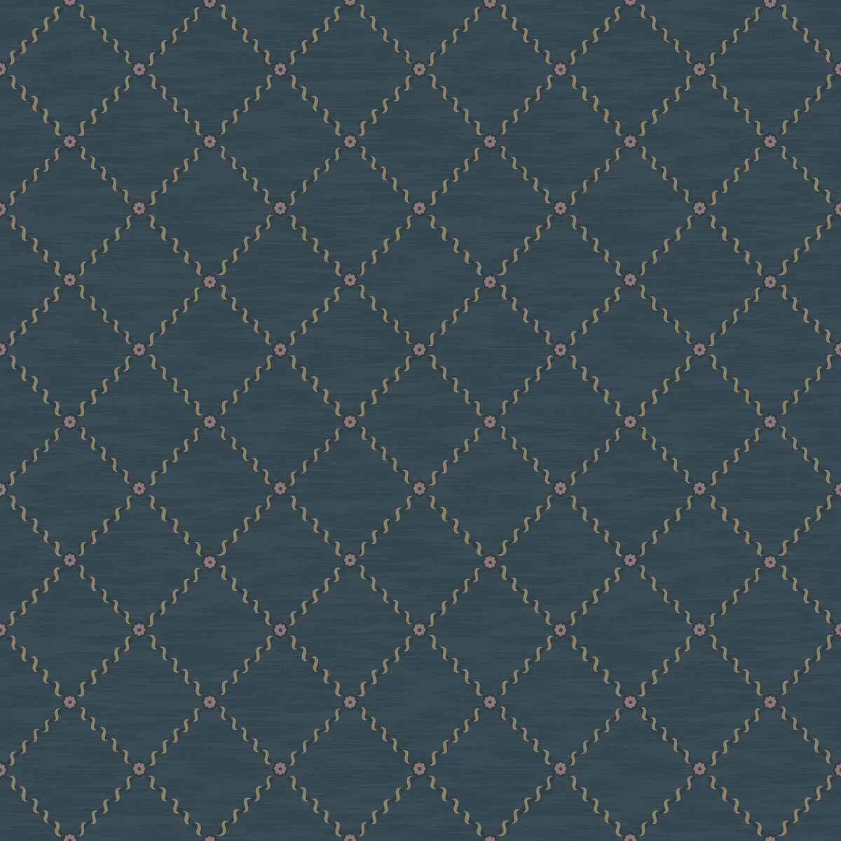 Tapeta z motywem geometrycznym GOLDEN TRELLIS granatowy ze złotym