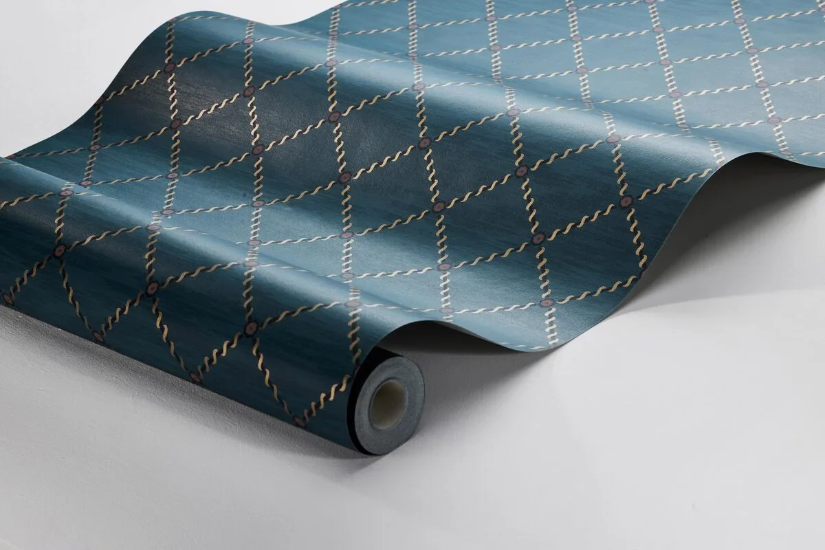 Tapeta z motywem geometrycznym GOLDEN TRELLIS granatowy ze złotym - Image 3